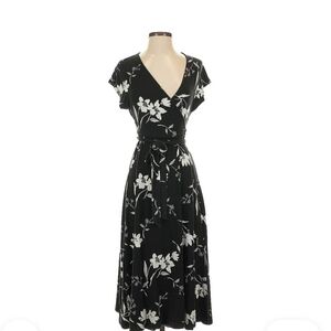 Old Navy Black and White Floral Midi Dress